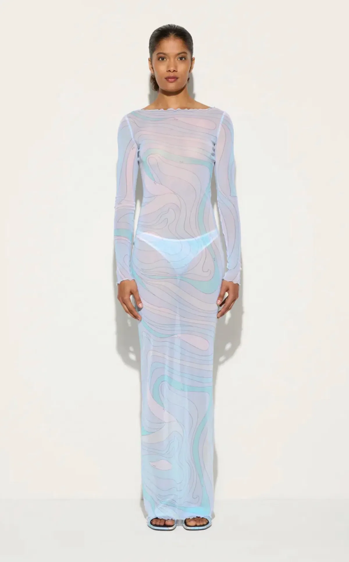 PUCCI - MARMO PRINT TULLE LONG DRESS - Image 9