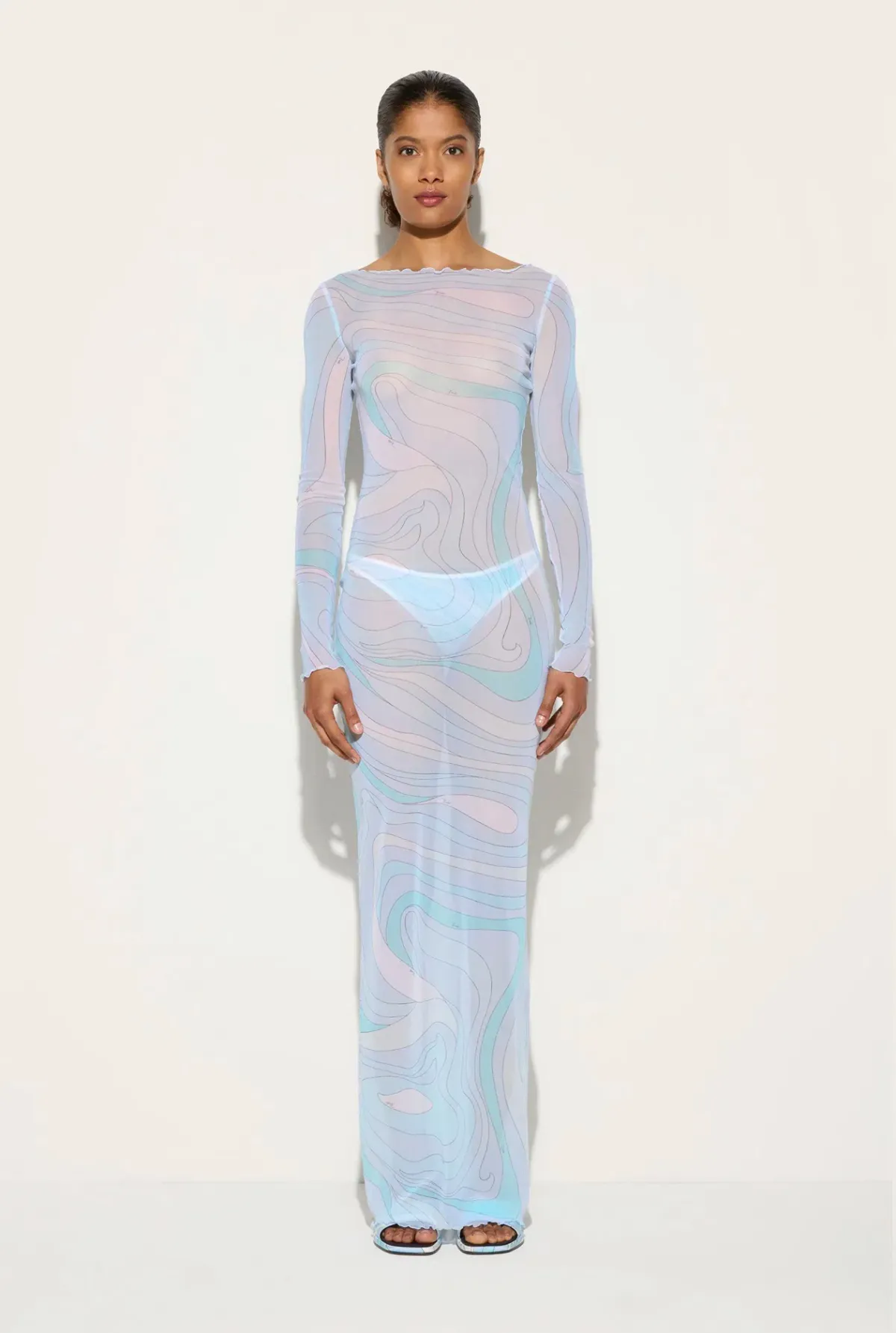 PUCCI - MARMO PRINT TULLE LONG DRESS - Image 5