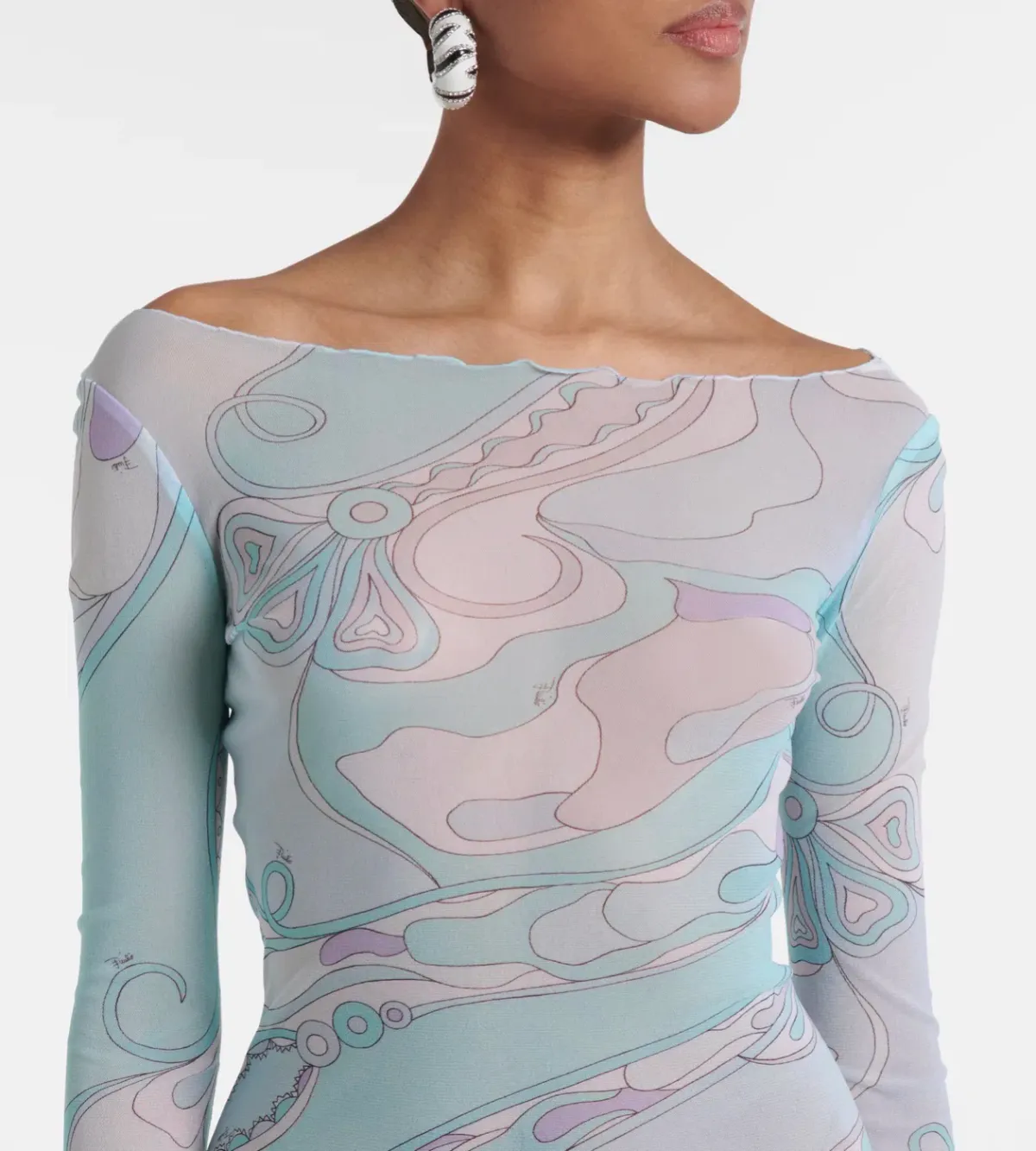 PUCCI - MARMO PRINT TULLE LONG DRESS - Image 3
