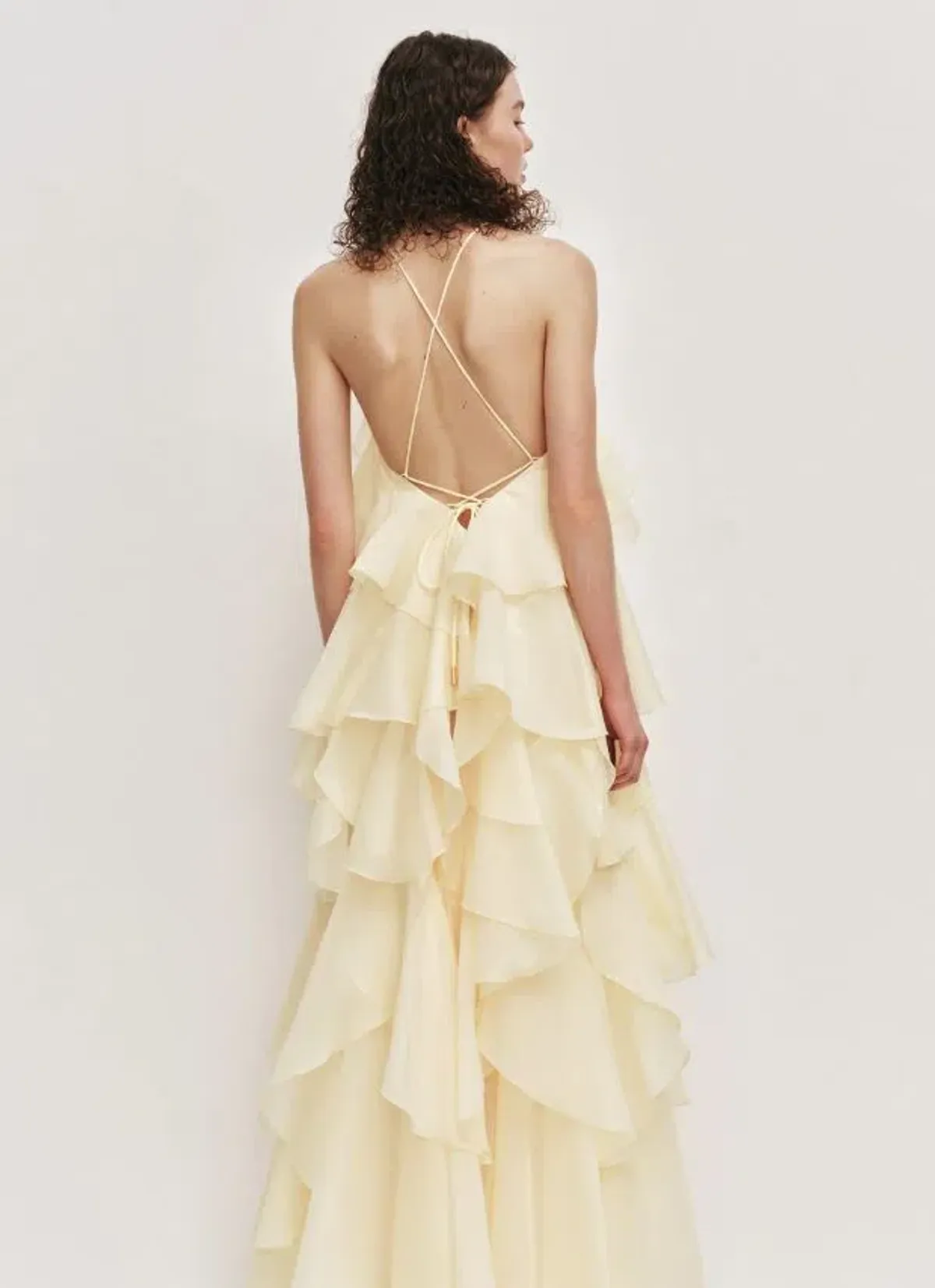 Aje Pandorea Layered Maxi Dress in Butter Yellow Size 8 - Image 3