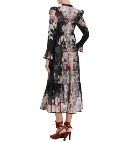ZIMMERMANN DANCER TIE NECK MIDI DRESS BLACK GARDEN FLORAL SIZE 0 for rent on The Volte - image 2