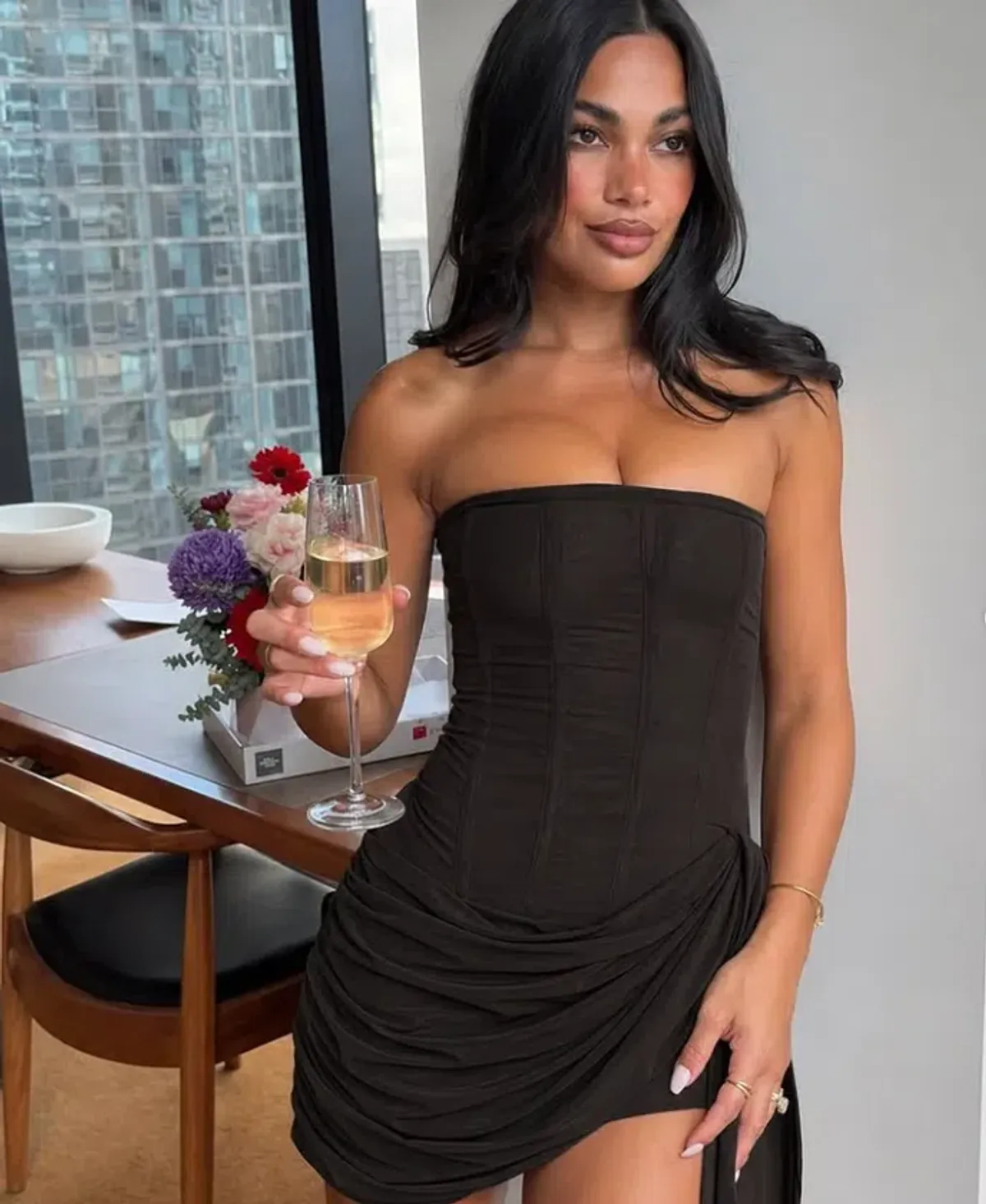 Leau Mira Mesh Corset Mini Dress Black 6 - Image 1