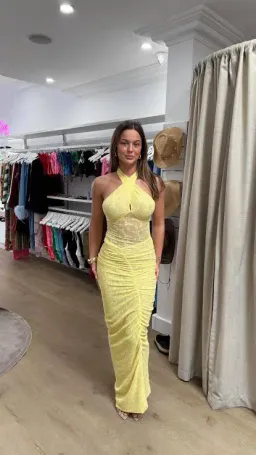 BENNI Hudson Lace Maxi Dress In Butter | Size AU 12 for rent on The Volte - image 4