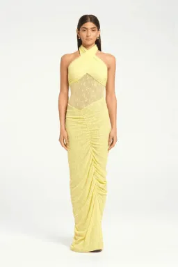 BENNI Hudson Lace Maxi Dress In Butter | Size AU 12 for rent on The Volte - image 2