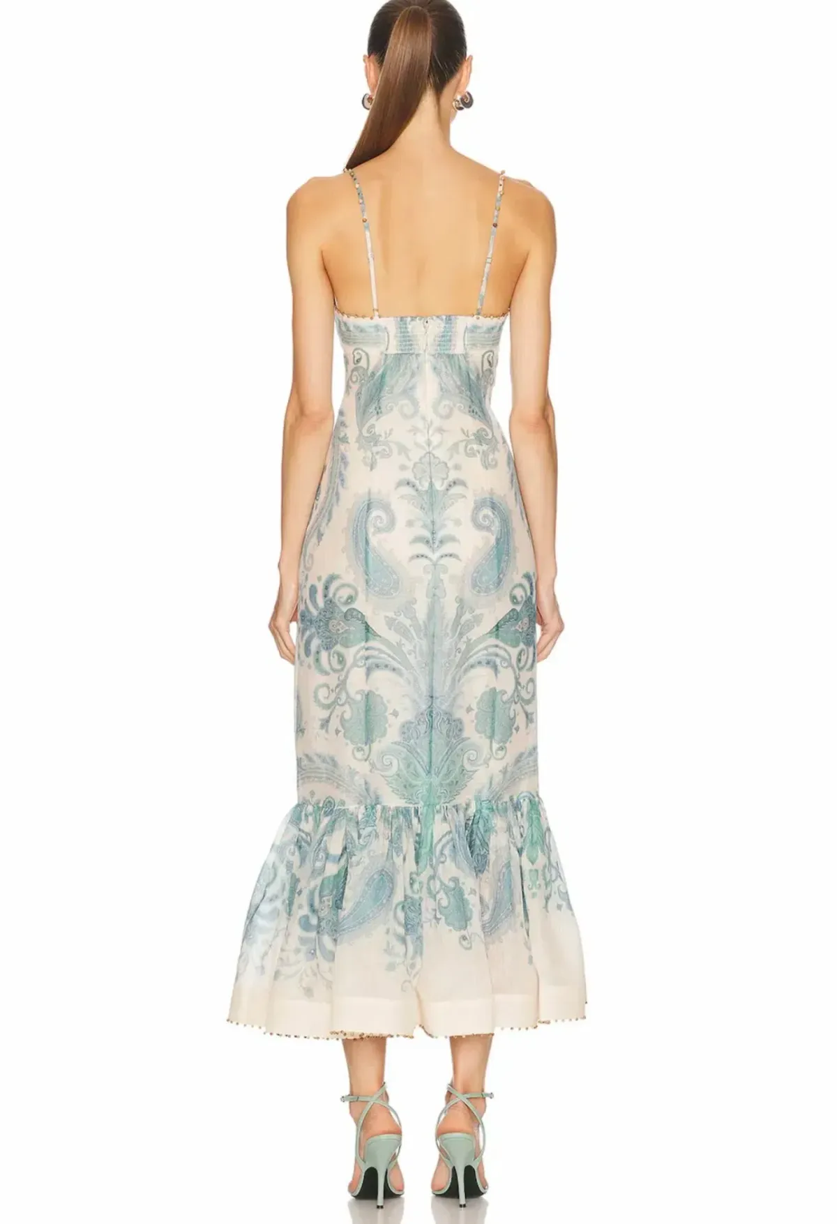 ZIMMERMANN THE ILLUMINATE GOWN IN TURQUOISE PAISLEY SIZE 3 12au - Image 2