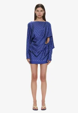 Christopher Esber Bandana Pareo Cutaway Dress indigo bandana print Size 10 for rent on The Volte - image 1