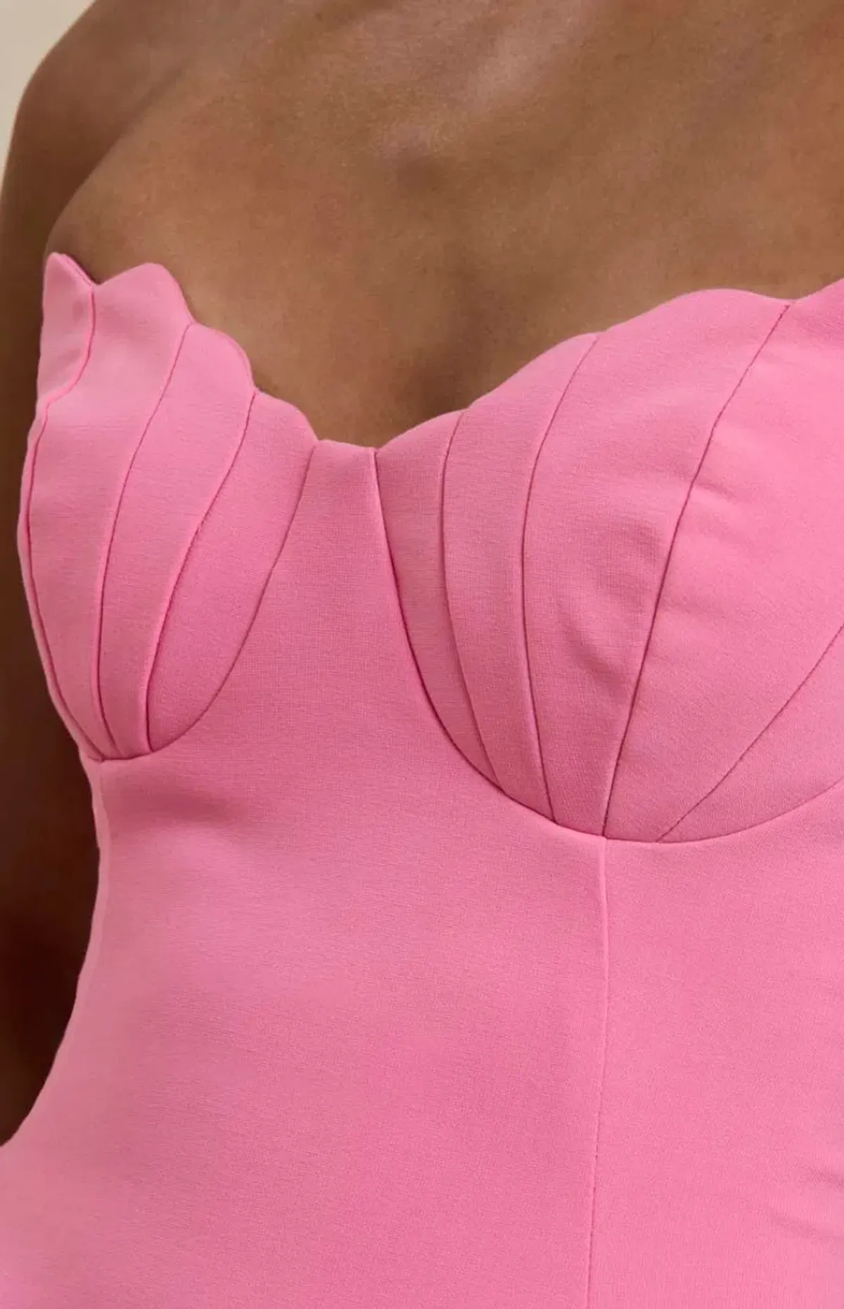 By Johnny Venus Shell Strapless Midi Dress Pink Size 10 - Image 5