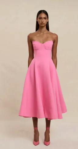 By Johnny Venus Shell Strapless Midi Dress Pink Size 10 for rent on The Volte - image 6