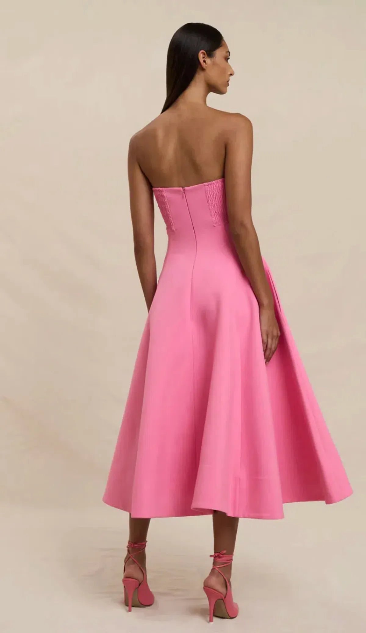 By Johnny Venus Shell Strapless Midi Dress Pink Size 10 - Image 3