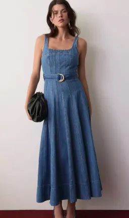 Aje Rainer Denim Midi Dress size 8 for rent on The Volte - image 1