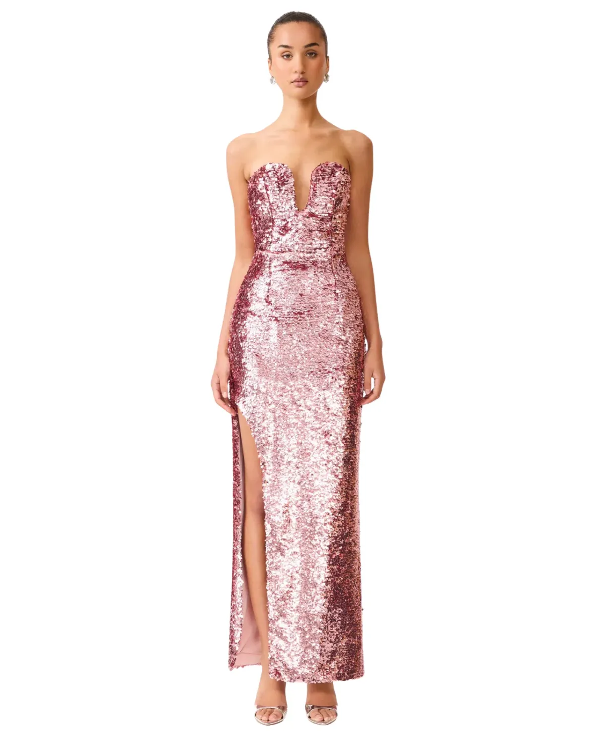  Elliatt Alissa Sequin Strapless Gown Pink Size M - Image 1