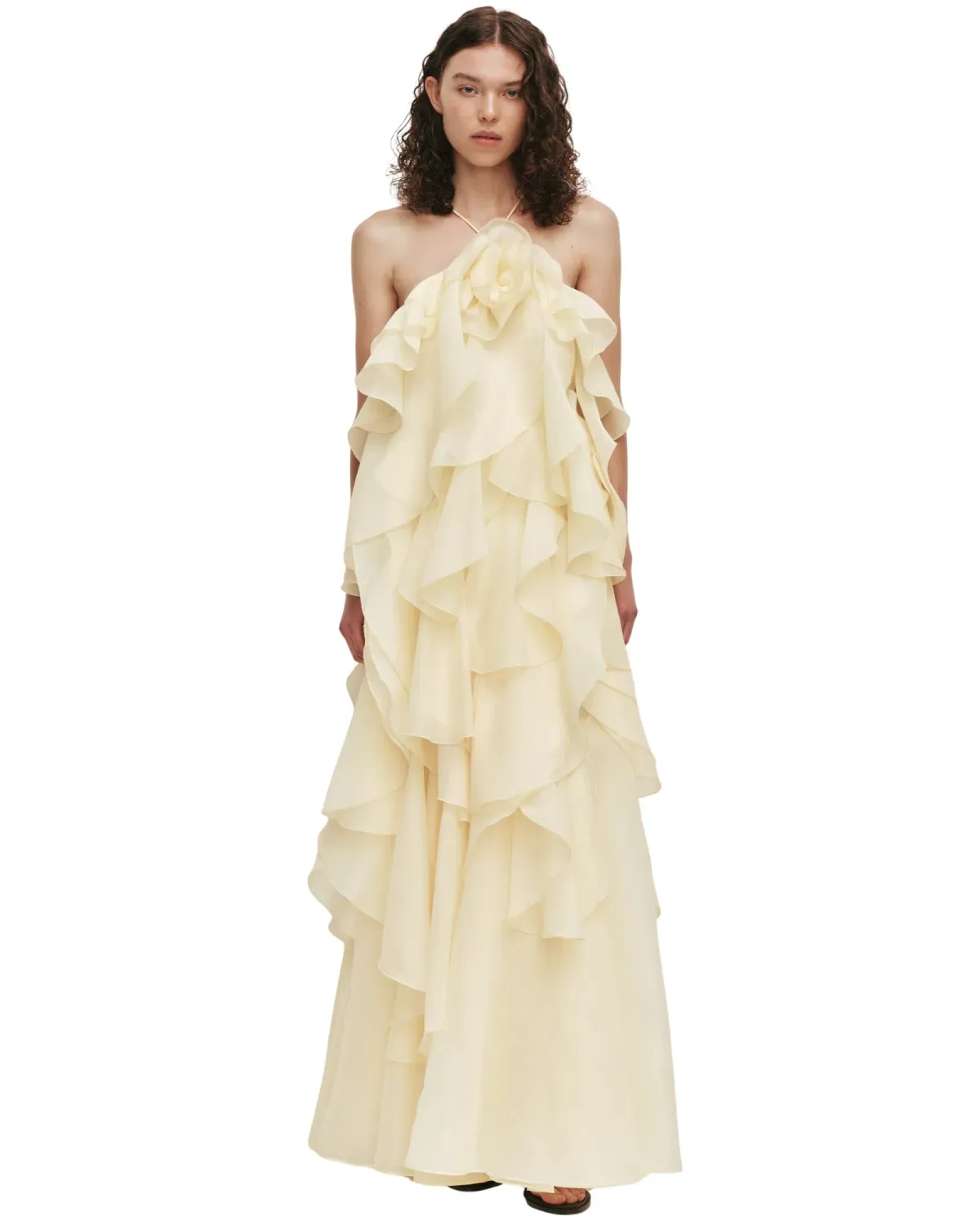 Aje Pandorea Layered Maxi Dress Butter Yellow Size 10 - Image 1