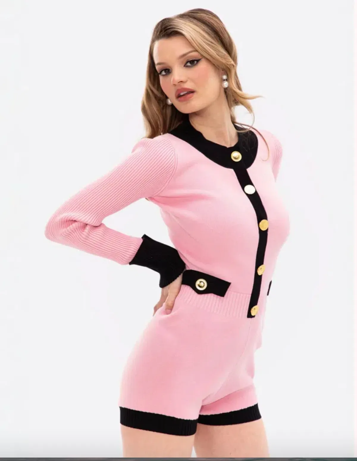 Nana Jacqueline Matilda Knit Jumpsuit (Pink) - Image 3