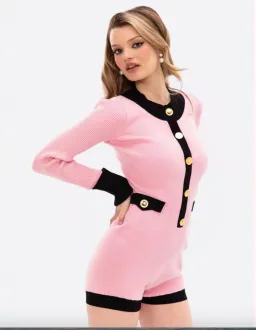 Nana Jacqueline Matilda Knit Jumpsuit (Pink) for rent on The Volte - image 3