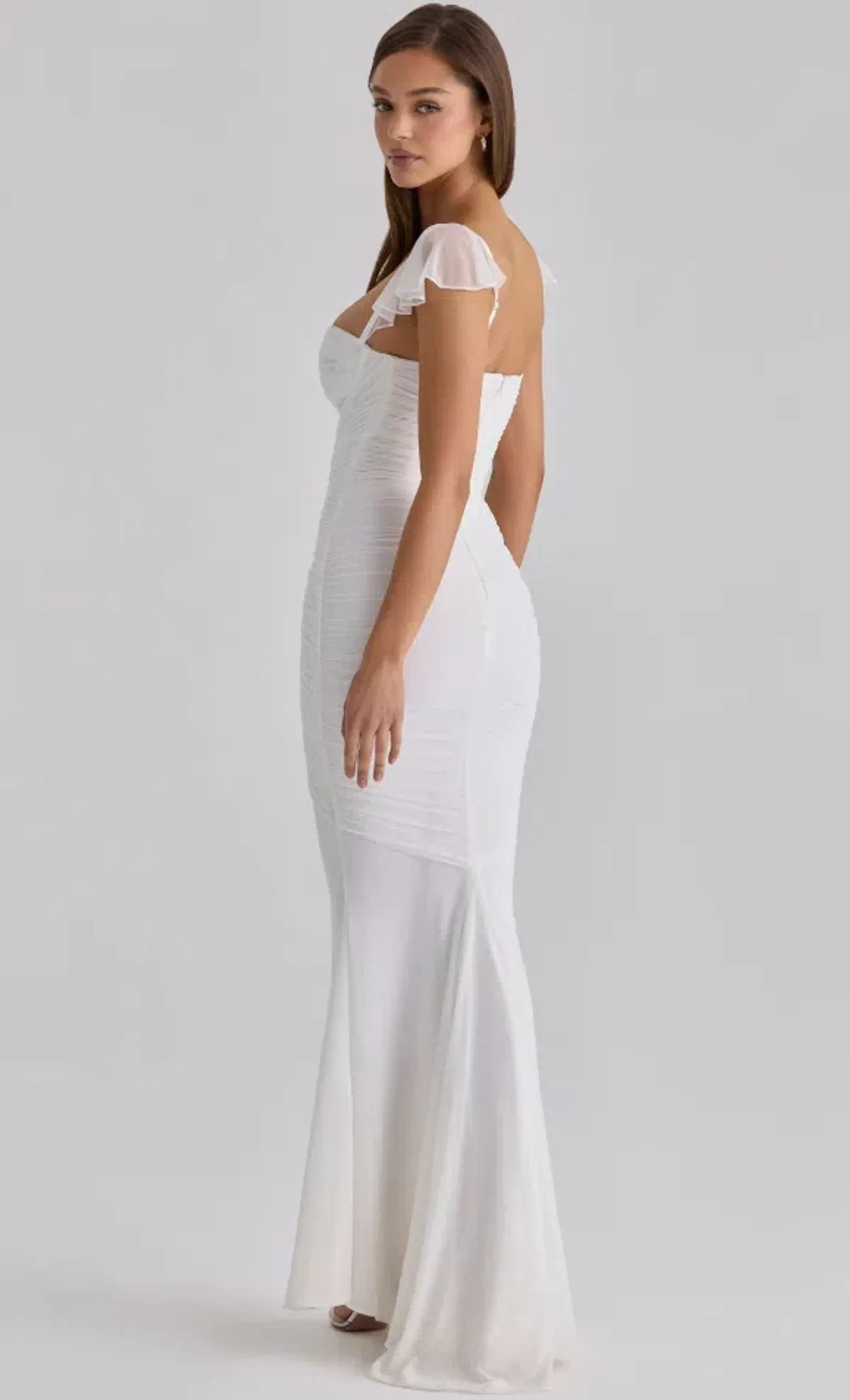 House of CB Antonella white gathered mesh maxi dress Regular Cup Size S - Image 2
