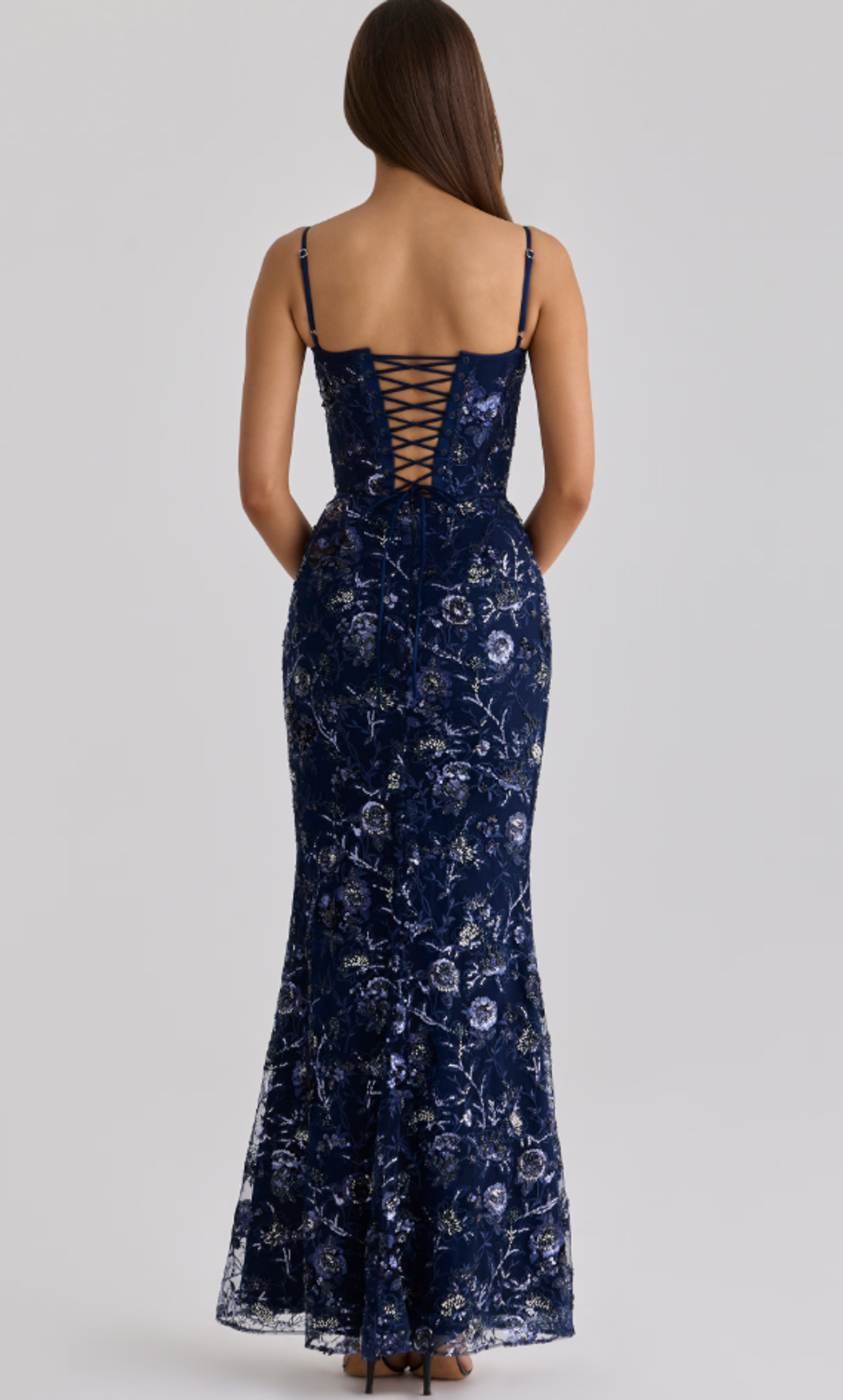 House of CB Naima navy hand beaded embellished corset maxi dress Regular Cup Size XS - Image 2