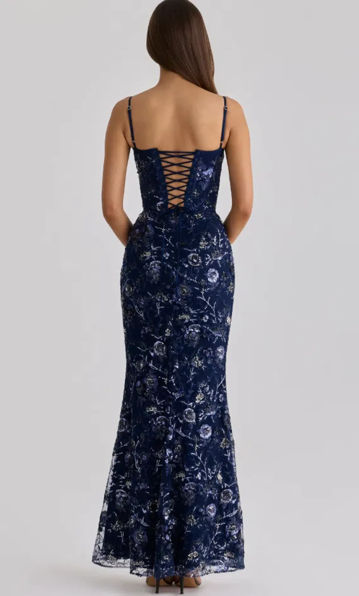 House of CB Naima navy hand beaded embellished corset maxi dress Regular Cup Size S - Image 2