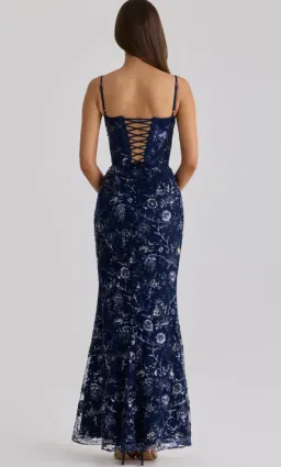 House of CB Naima navy hand beaded embellished corset maxi dress Regular Cup Size S for rent on The Volte - image 2
