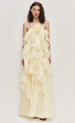 AJE Pandorea Layered Maxi Dress Butter Size 12 for rent on The Volte - image 1