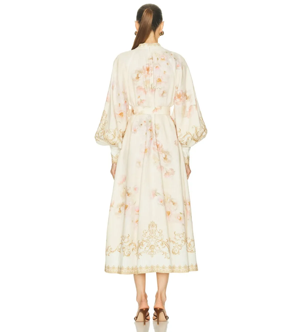 Zimmermann Hypnotic Buttoned Midi Dress in Cream Peony Size 1 / Size AU10 - Image 3