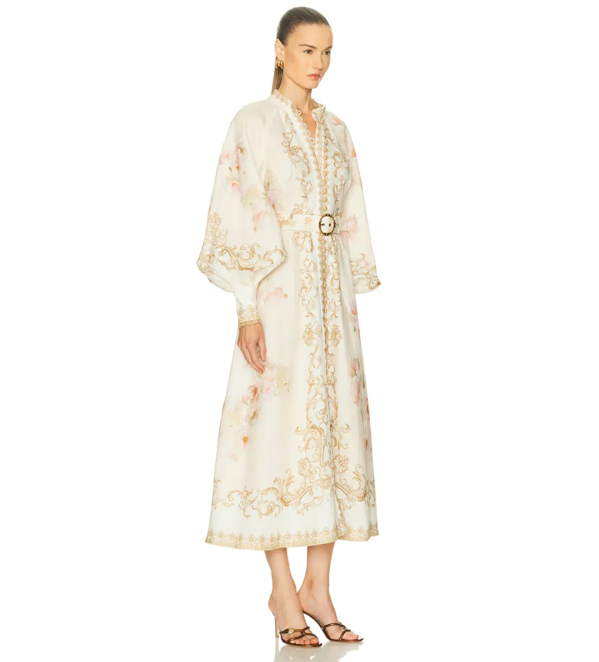 Zimmermann Hypnotic Buttoned Midi Dress in Cream Peony Size 1 / Size AU10 - Image 2