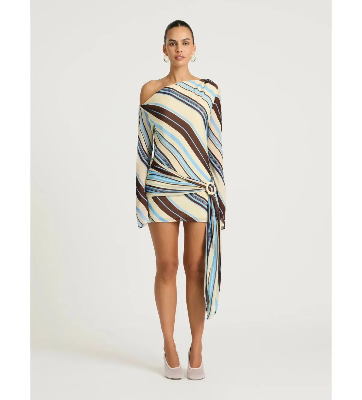 Benni Elise Mini Dress in Ocean Stripe Size AU10 - Image 2