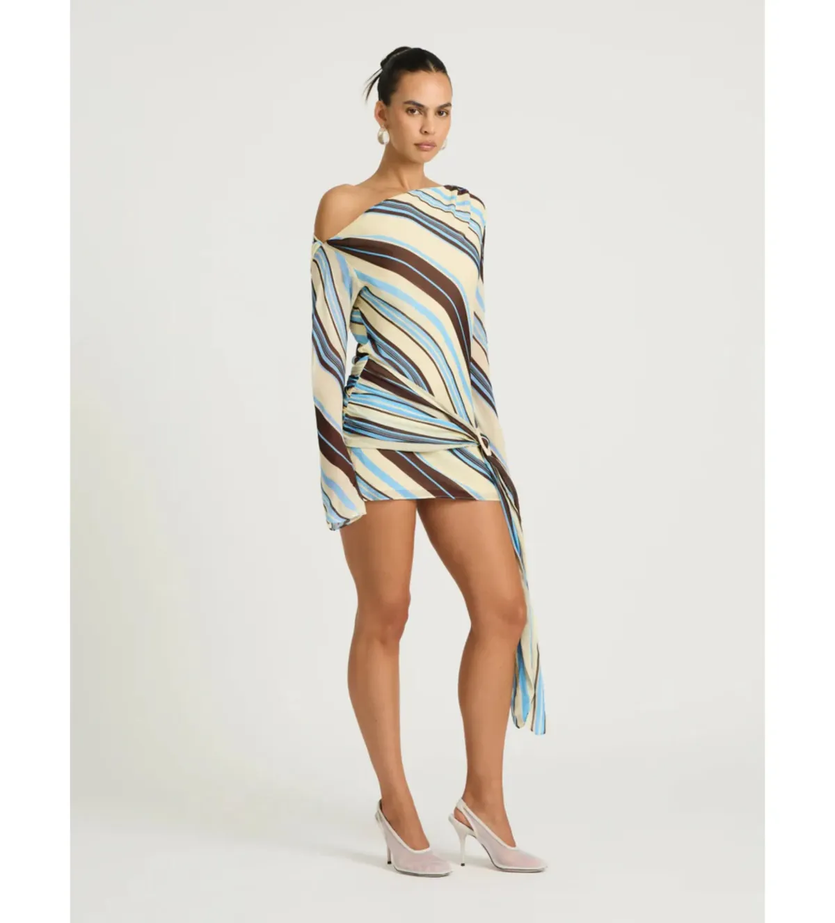 Benni Elise Mini Dress in Ocean Stripe Size AU10 - Image 3