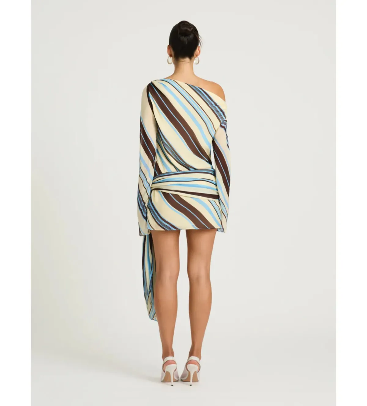 Benni Elise Mini Dress in Ocean Stripe Size AU10 - Image 4