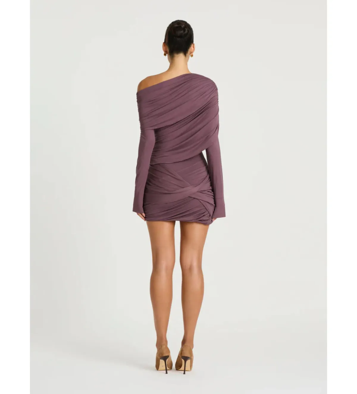 Benni Otto Long Sleeve Mini Dress in Grape Size AU12 - Image 3
