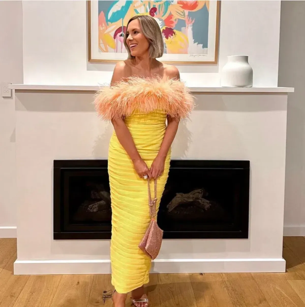 Rachel Gilbert Zion Midi Dress Lemon Yellow 2/AU10 - Image 2