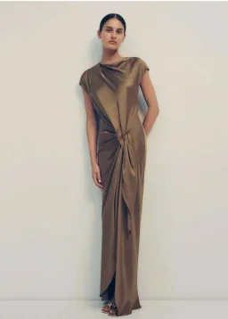 Bianca Spender Gold Crepe Evening Gown size 2 (10) for rent on The Volte - image 1