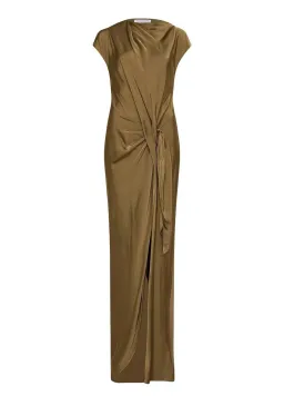 Bianca Spender Gold Crepe Evening Gown size 2 (10) for rent on The Volte - image 2
