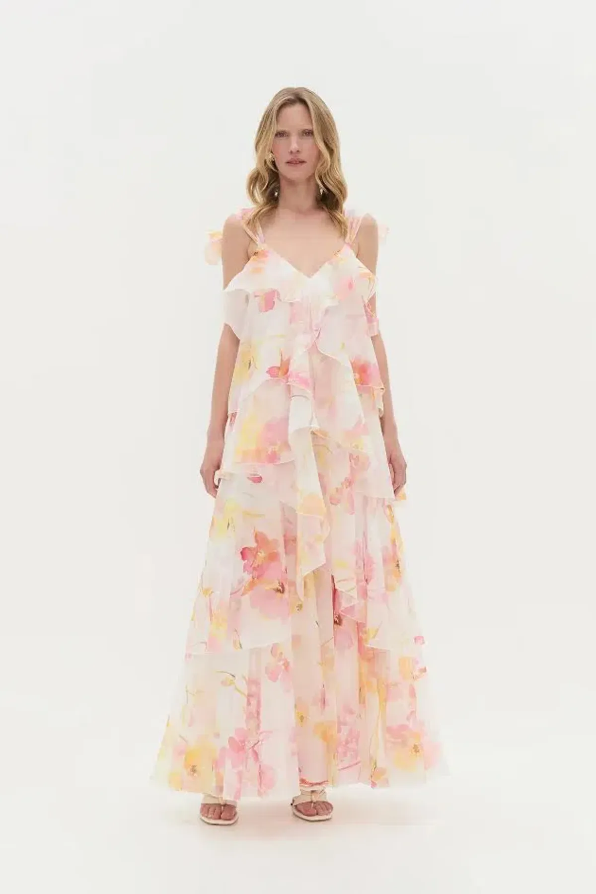 🌸New AJE Gracie Tiered Ruffle Maxi Dress – Wildflowers Floral Pink 10 AU 🌸 - Image 3
