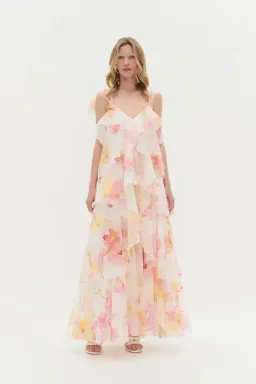 🌸New AJE Gracie Tiered Ruffle Maxi Dress – Wildflowers Floral Pink 10 AU 🌸 for rent on The Volte - image 3