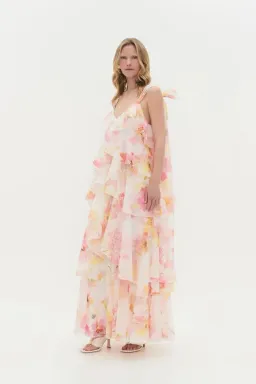 🌸New AJE Gracie Tiered Ruffle Maxi Dress – Wildflowers Floral Pink 10 AU 🌸 for rent on The Volte - image 4