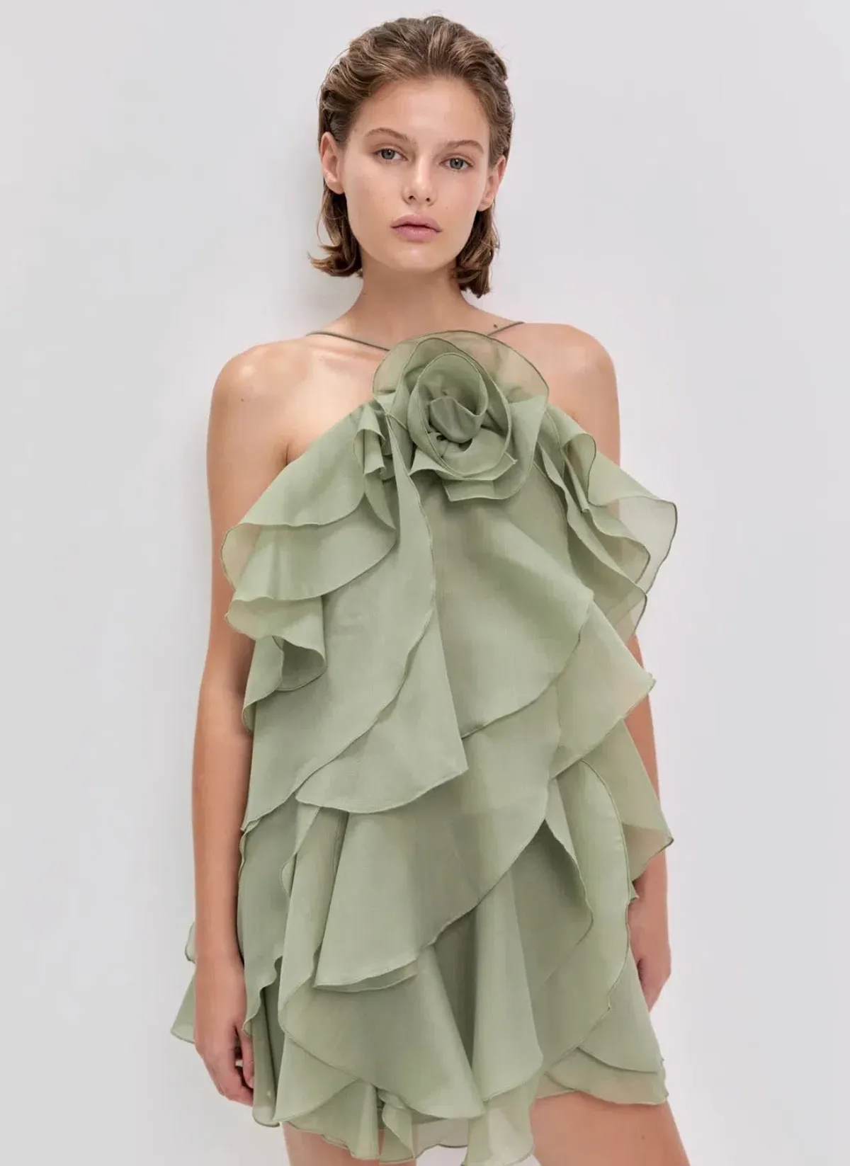 AJE- Pandorea Layered Mini Dress- Moss- Size 10 - Image 1