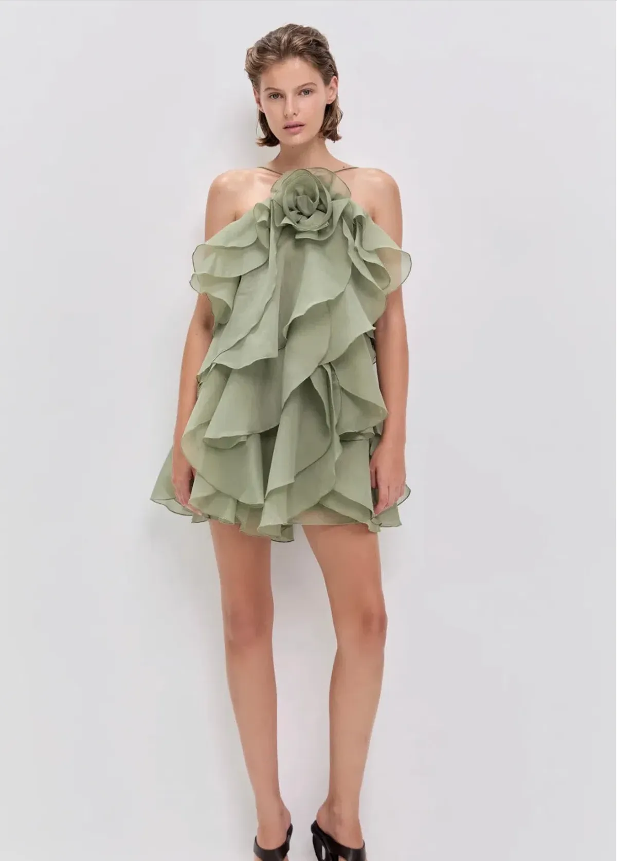AJE- Pandorea Layered Mini Dress- Moss- Size 10 - Image 2