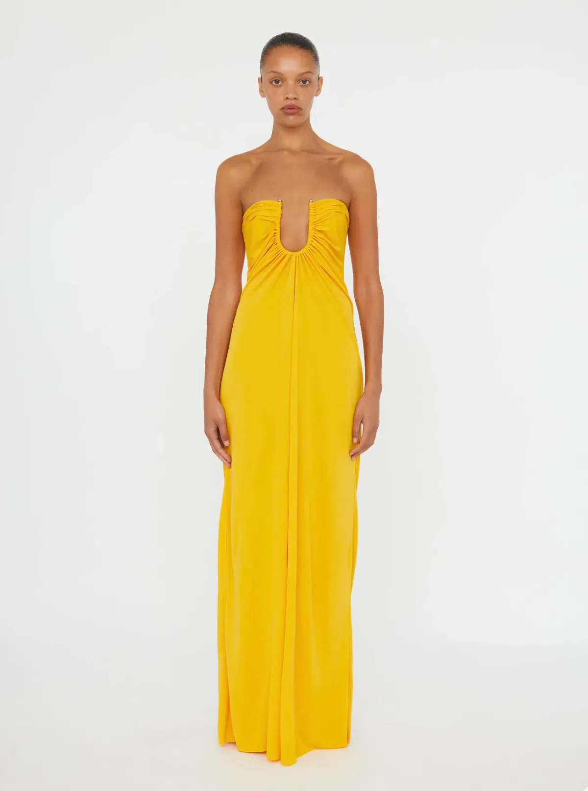 Christopher Esber Saffron Arced Palm Strapless Dress - Size 6 AU - Image 1