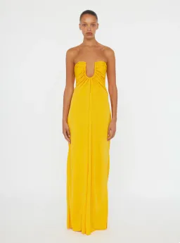 Christopher Esber Saffron Arced Palm Strapless Dress - Size 6 AU for rent on The Volte - image 1