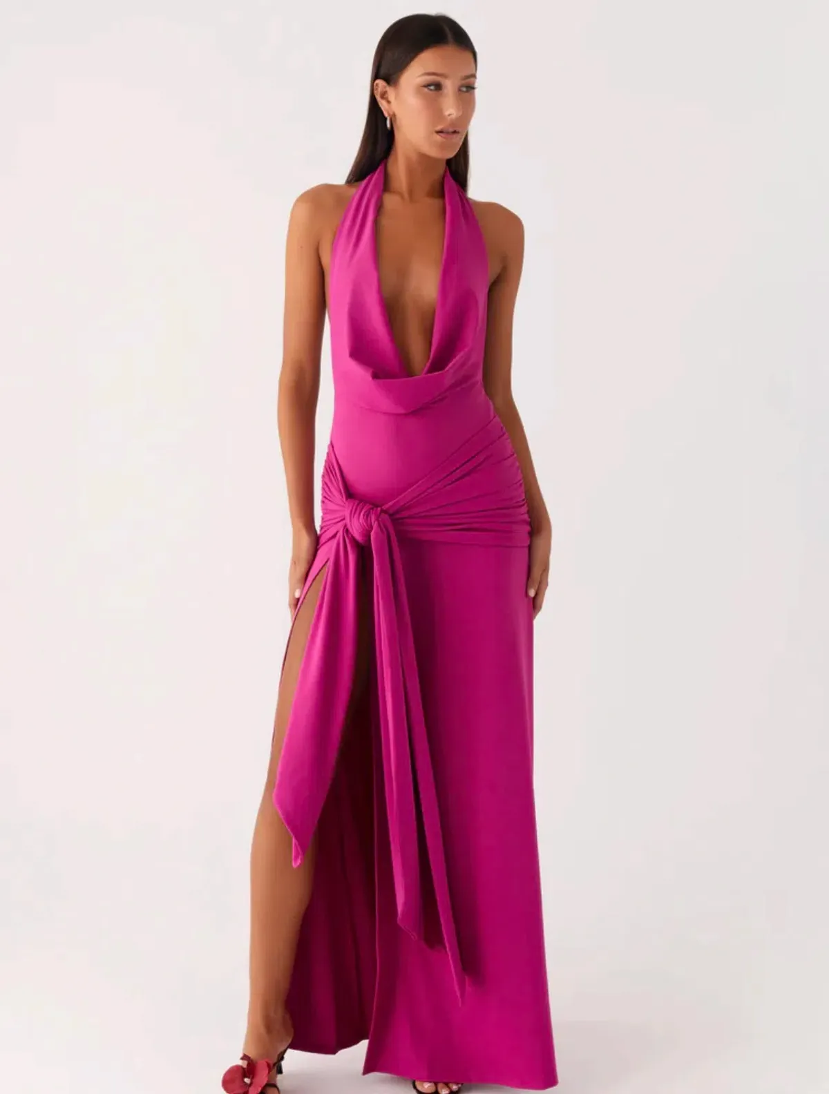 Rowan Ray Cowl Maxi Dress - Fuchsia - peppermayo - Image 1