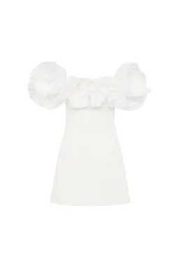 🤍 Rebecca Vallance Tessa Ruffled Mini Dress – Ivory White – Size 10 (AU) 🤍 RACES!!! for rent on The Volte - image 5