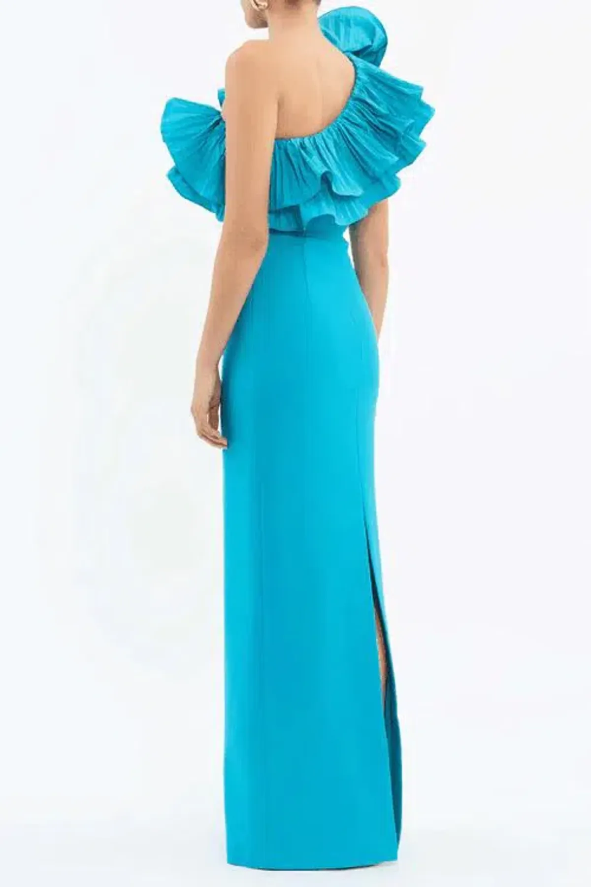 🩵 Rebecca Vallance Ella Gown – Turquoise Blue – Size 6 AU - Ruffle Maxi Dress🩵 - Image 7