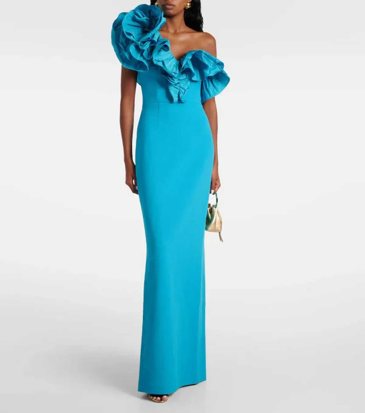🩵 Rebecca Vallance Ella Gown – Turquoise Blue – Size 6 AU - Ruffle Maxi Dress🩵 - Image 1