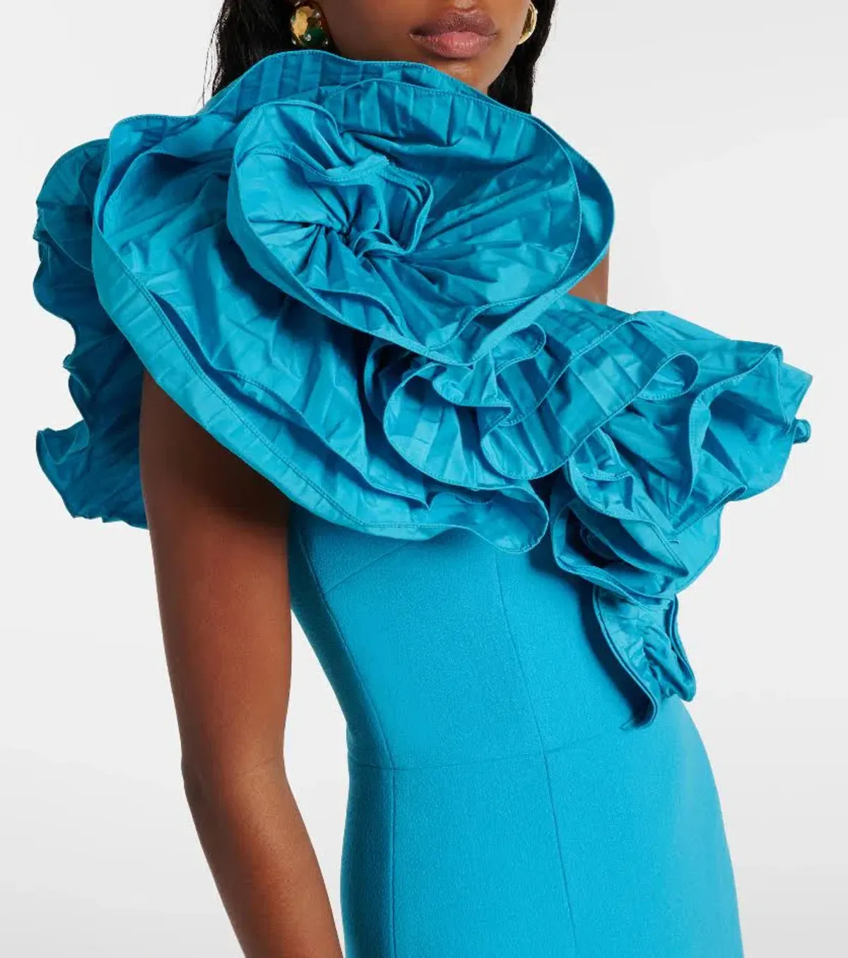 🩵 Rebecca Vallance Ella Gown – Turquoise Blue – Size 6 AU - Ruffle Maxi Dress🩵 - Image 2