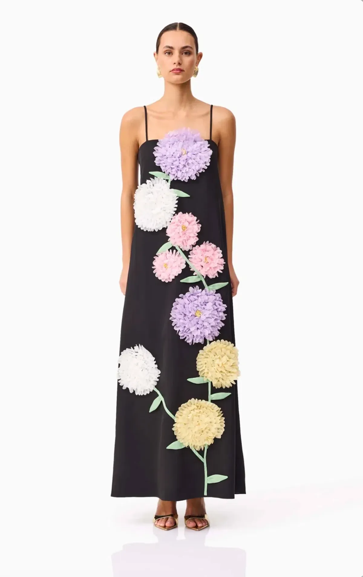 Elliatt Buttercup Embroidered Maxi Dress in Black Size S - Image 1