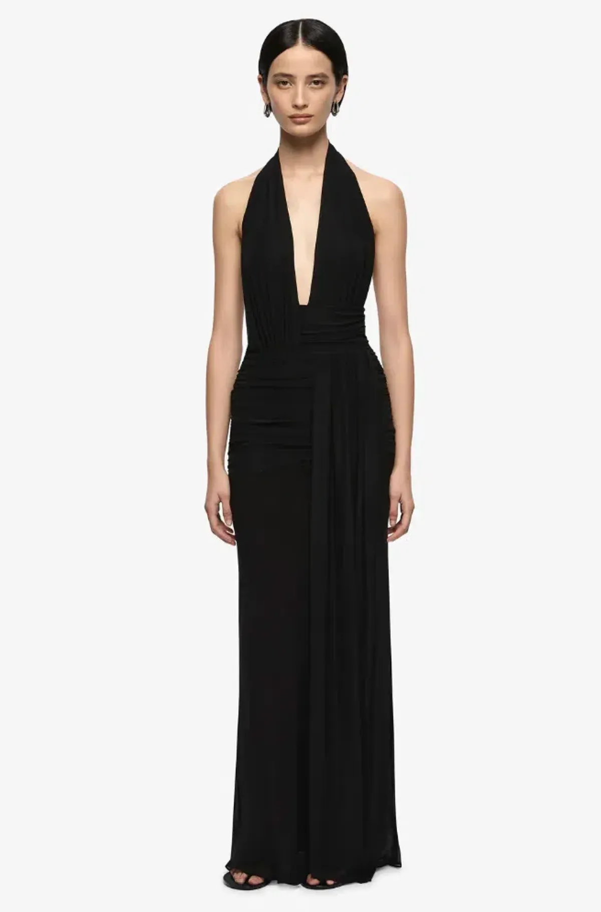 CASSIS DRAPE MAXI DRESS | BLACK - SIZE 6 - Image 1