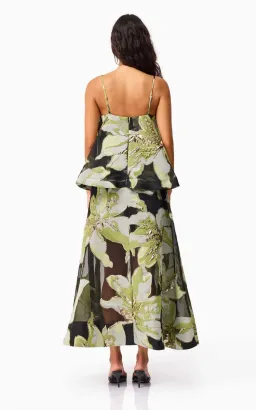 Elliatt Elysia Tiered Gown in Black & Green Floral Size M for rent on The Volte - image 5