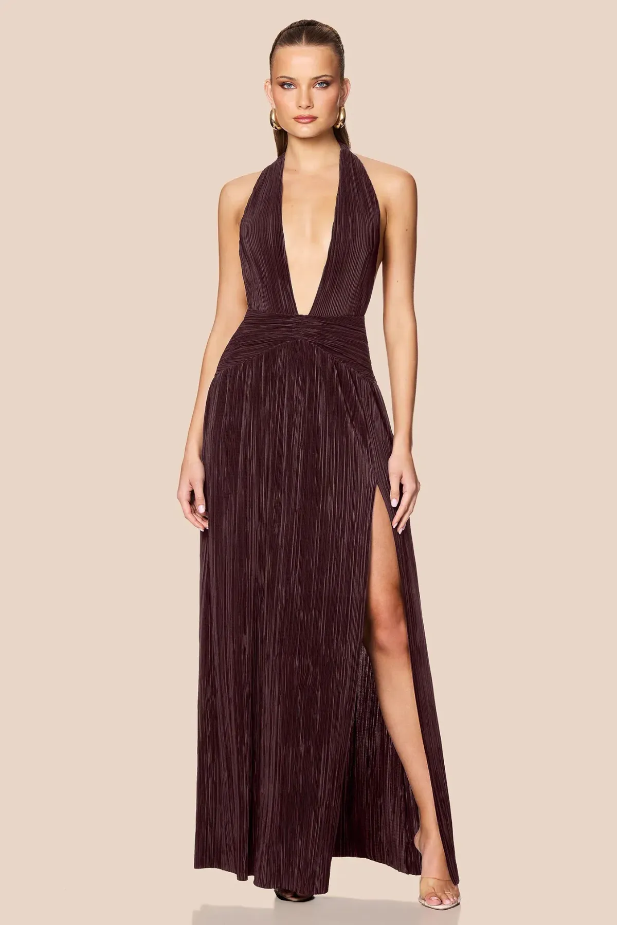Nookie Desiree Halter Maxi Gown Mocha Size 8 - Image 2