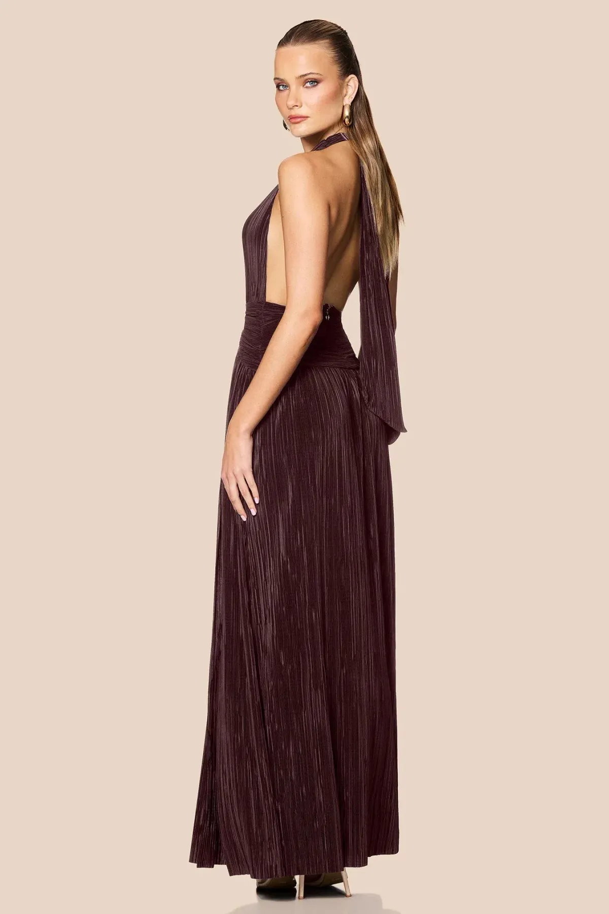 Nookie Desiree Halter Maxi Gown Mocha Size 8 - Image 3