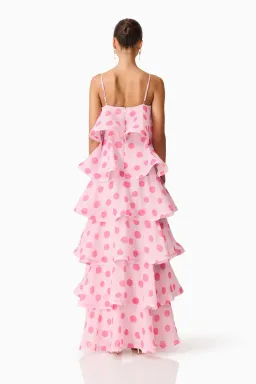 Elliatt Sola Tiered Maxi Dress size 8 Pink Polkadot for rent on The Volte - image 3